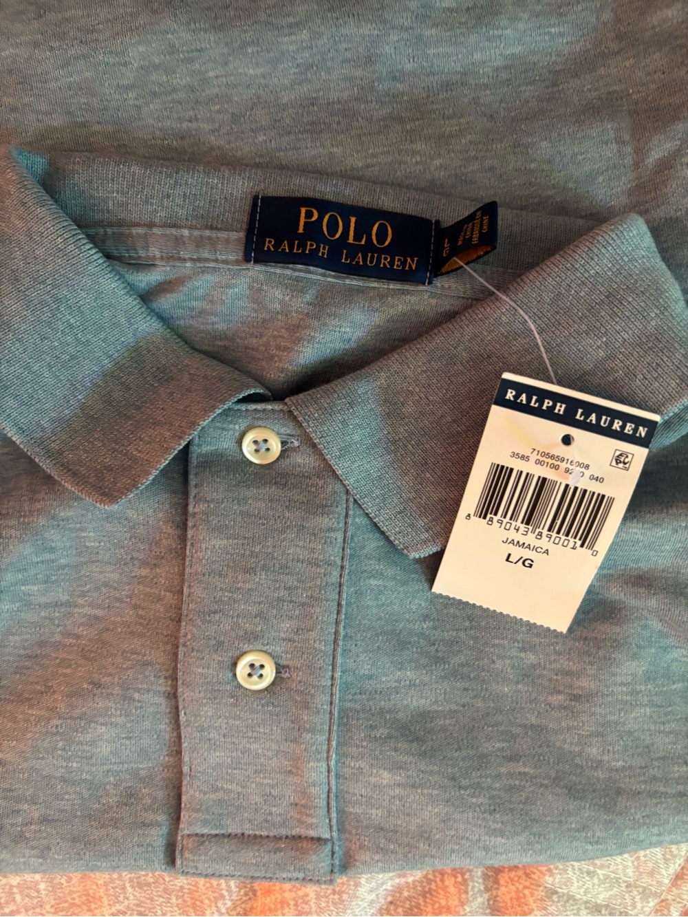Polo Ralph Lauren: Mens “Jamaica Heather” T-Shirt, Size L/G — Unused, NWT - Picture 3 of 3